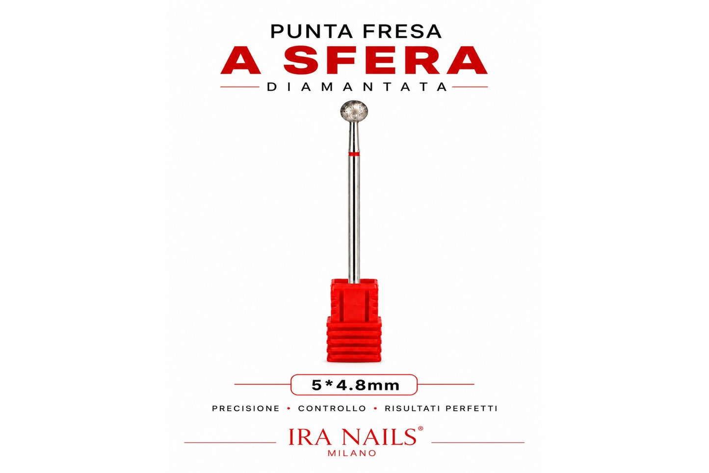 Punta Fresa a Sfera Diamantata 5 × 4,8 mm – Dry Manicure Professionale