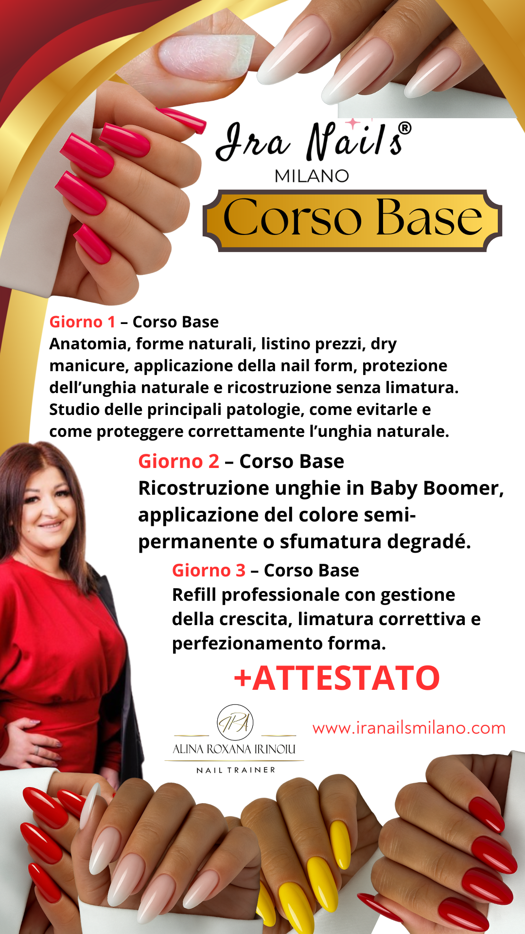 Corso di Ricostruzione Unghie in Aula a Milano 26, 27 e 28 settembre, 3 Giorni Intensivi con Irinoiu Alina Roxana - Ira Nails Milano®