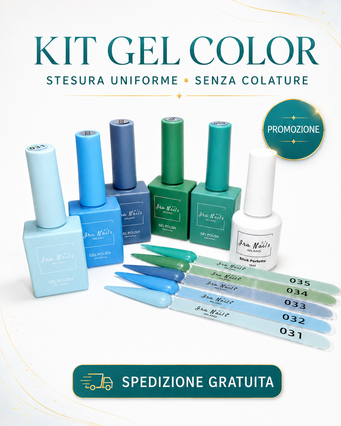 Collezione Acquamarina  Semipermanente 5 Colori Gel Polish Ira Nails Milano®