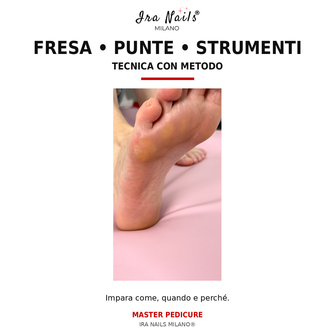 Corso Master Pedicure Ira Nails Milano sull’utilizzo corretto della fresa, delle punte e degli strumenti professionali per il trattamento del piede