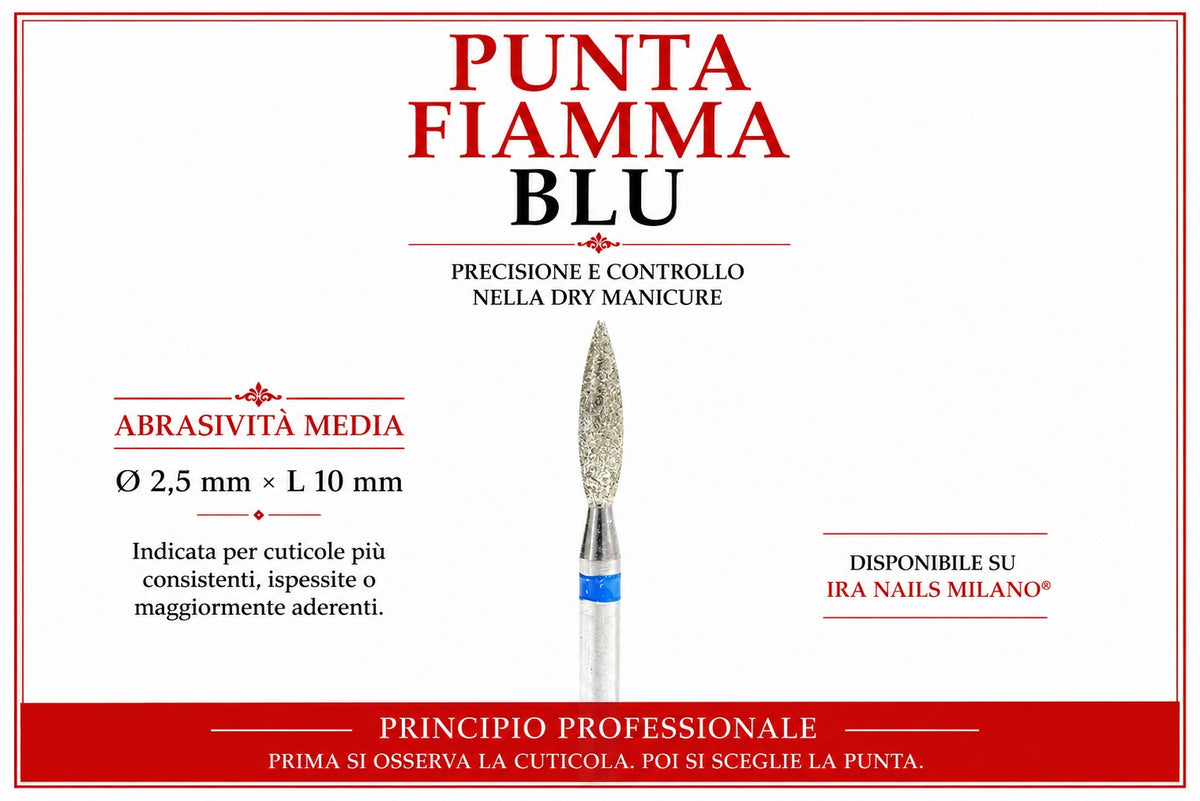 Punta Fiamma Blu Dry Manicure Ø 2,5 mm × L 10 mm Blu