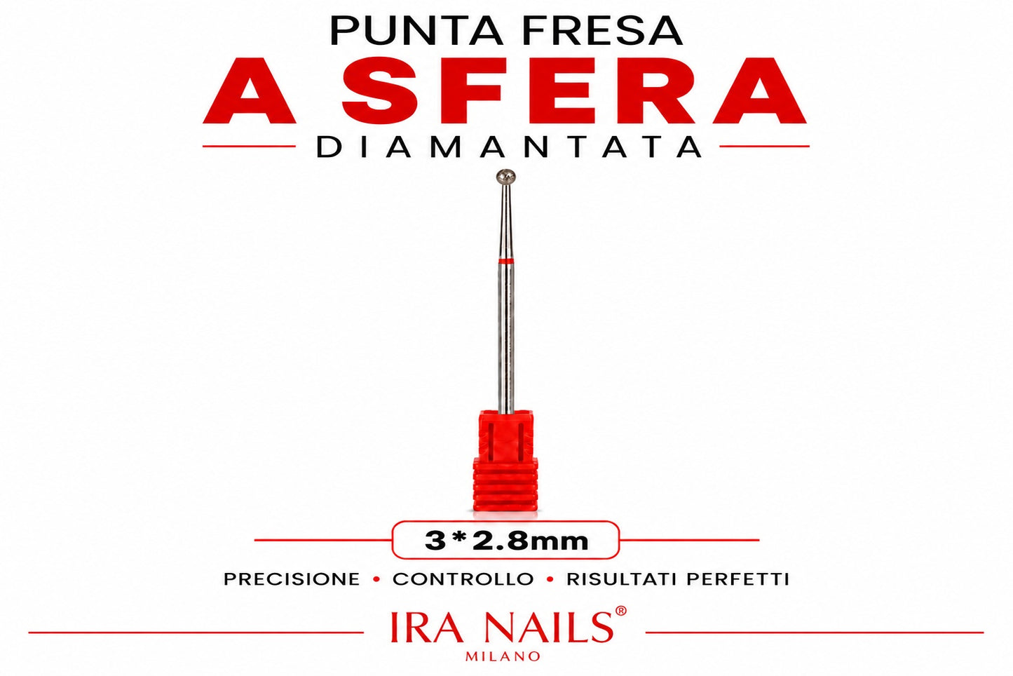 Punta Fresa a Sfera Diamantata 3 × 2,8 mm – Dry Manicure Professionale