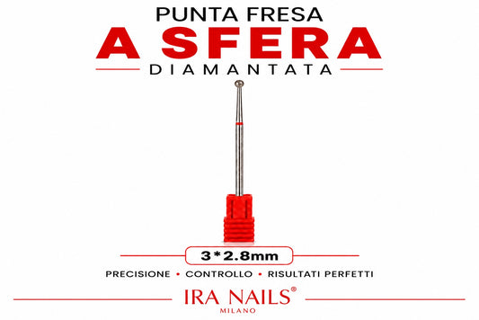 Punta Fresa a Sfera Diamantata 3 × 2,8 mm – Dry Manicure Professionale