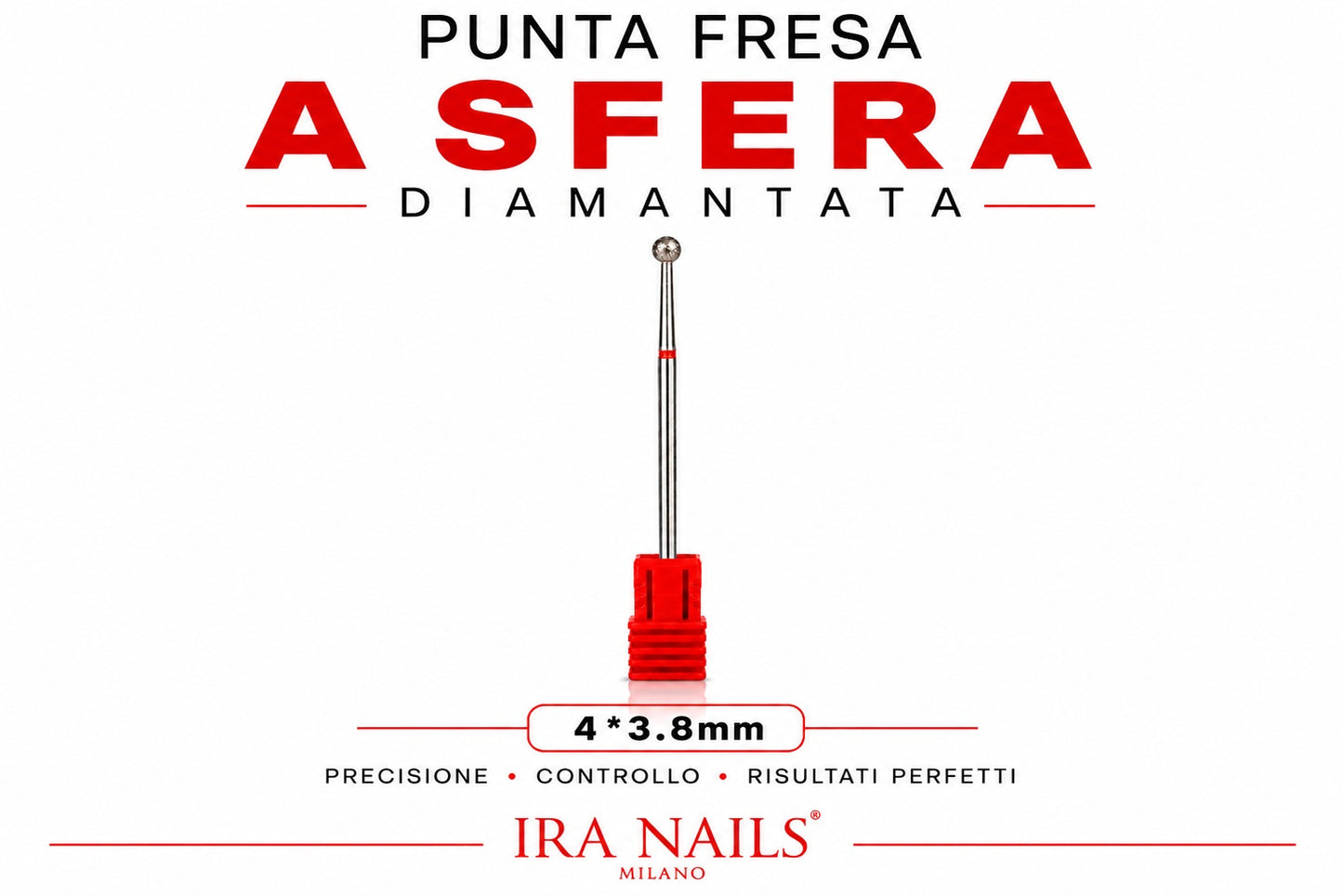 Punta Fresa a Sfera Diamantata 4 × 3,8 mm – Dry Manicure Professionale