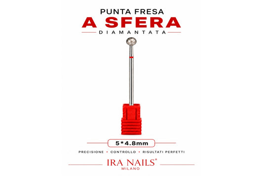 Punta Fresa a Sfera Diamantata 5 × 4,8 mm – Dry Manicure Professionale