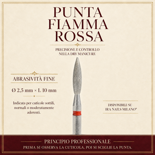 Punta Fresa Fiamma Dry Manicure Ø 2,5 mm × L 10 mm Rossa