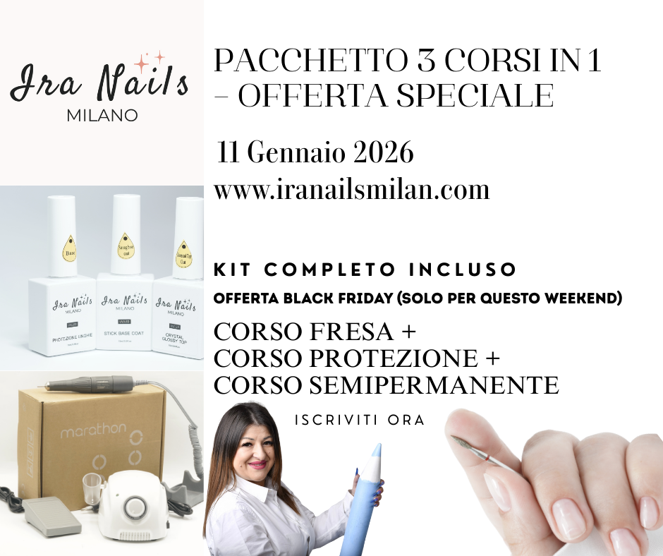 Corso Dry Manicure completo con kit o senza kit. Pacchetto 3 in 1, Corsi Unghie Professionali a Milano – Fresa, Protezione & Semipermanente. A soli €99